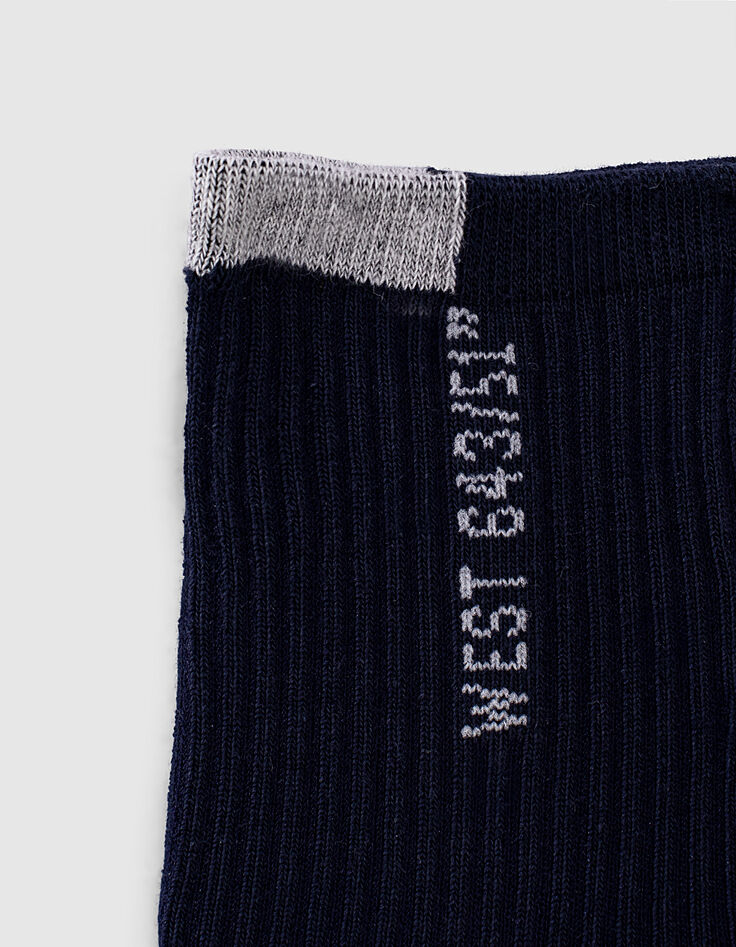 Chaussettes navy et grises côtelées garçon -4