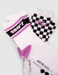 Girls’ black/white/pink socks-3