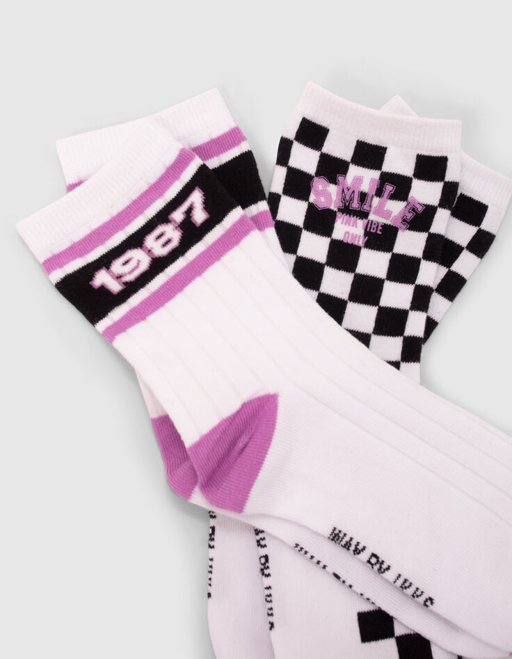 Girls’ black/white/pink socks-3