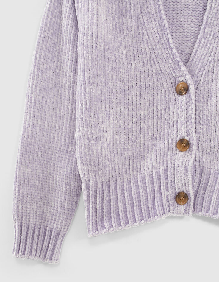 Lila vest chenilletricot meisjes -5