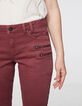 Rode slim fit 7/8 jeans met ritszakken voor dames-4