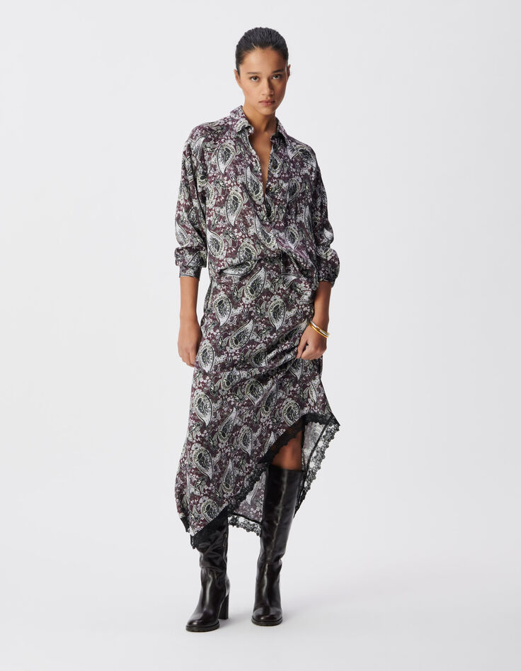 Women's flowing burgundy paisley shirt-2