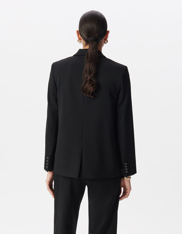 Women's black double-breasted suit jacket-3