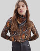 Pure Edition-Carré cognac imprimé effet python Femme-5