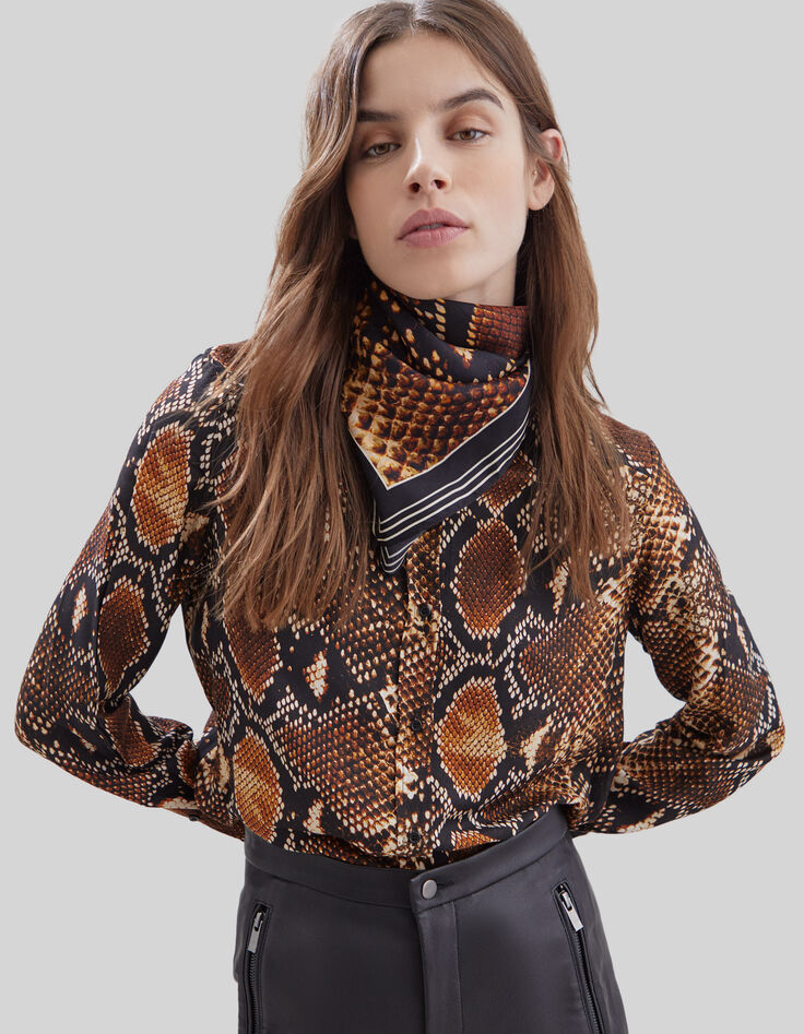 Pure Edition-Carré cognac imprimé effet python Femme-5