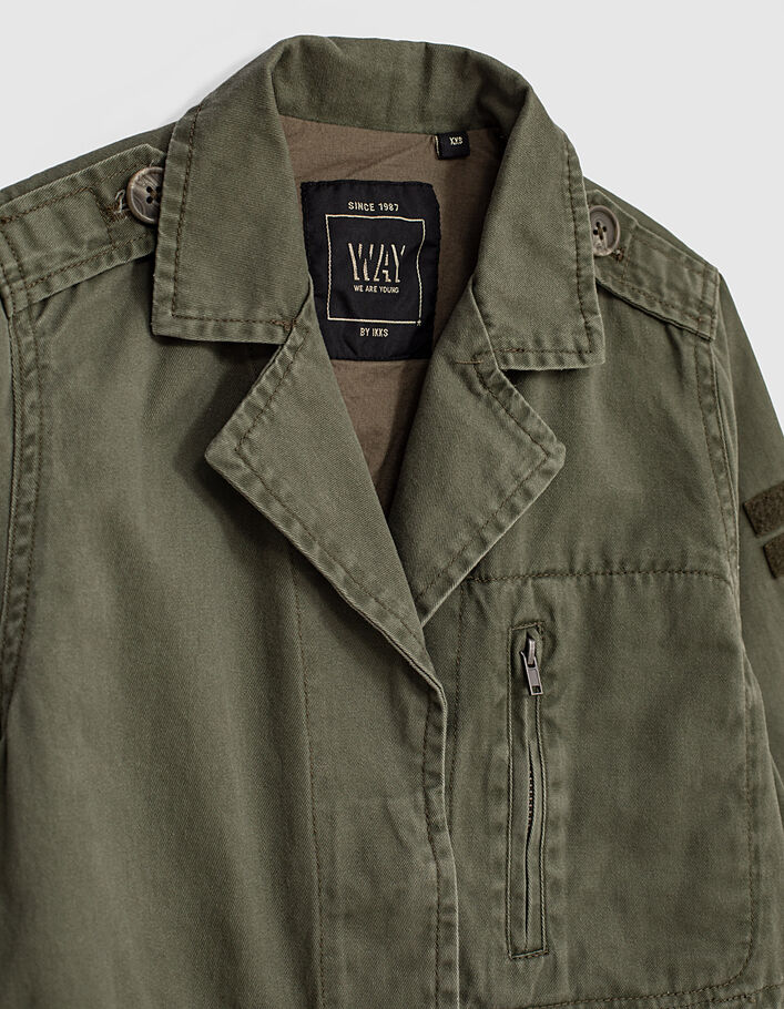 Girls’ worn khaki safari jacket + army braid/print on back - IKKS