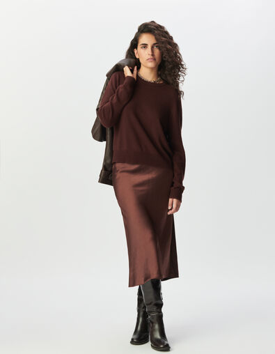 Pull en laine marron tricot fantaisie Femme - IKKS