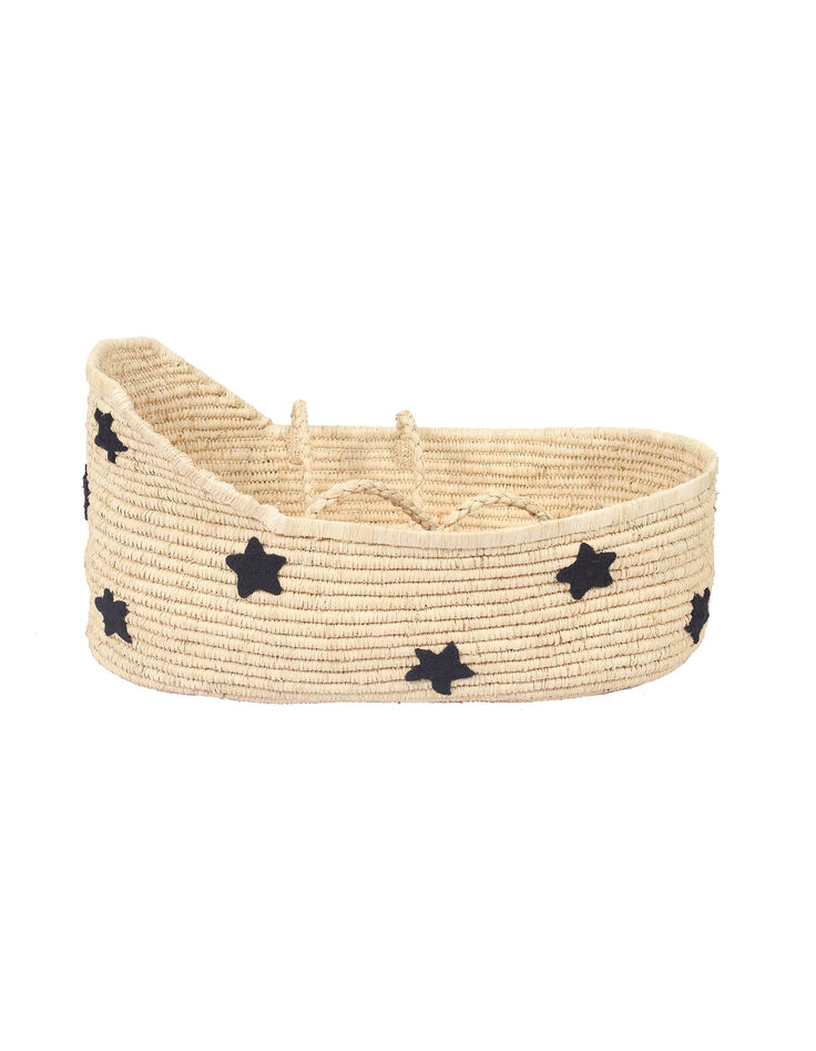 capazo bordado estrella negro y colchón algodón NORO-1