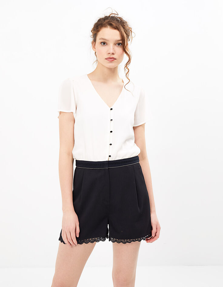 I.Code black playsuit with white top-2