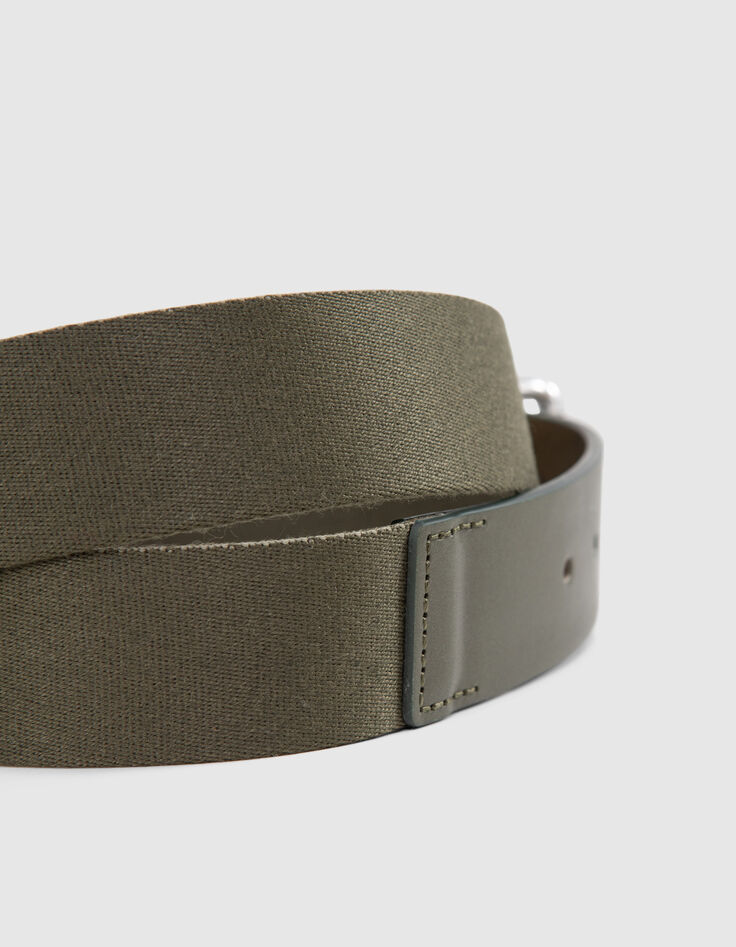 Men’s khaki textile belt with metal buckle-2