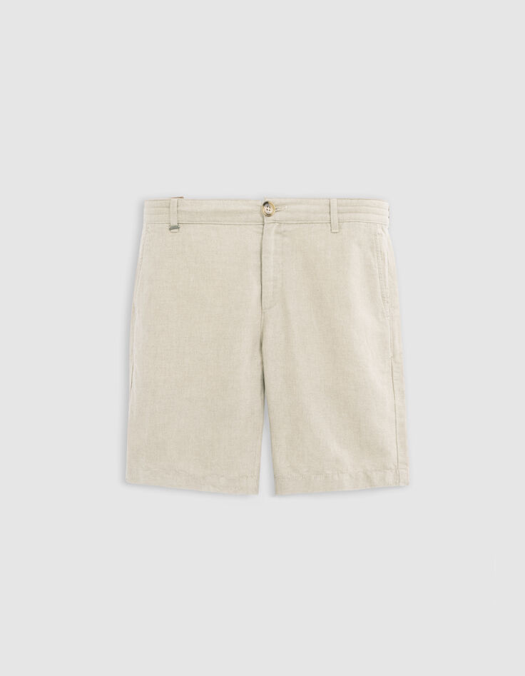 Men’s beige linen and cotton Bermudas-6