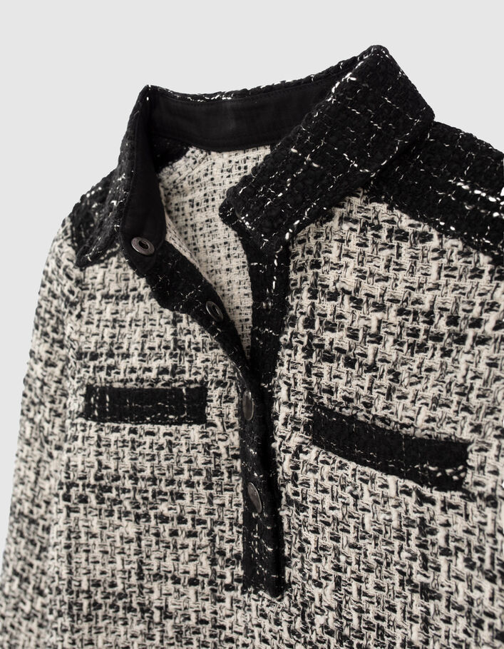 Cremeweißes Mädchenhemdblusenkleid in Tweed-Optik Mini Me-8