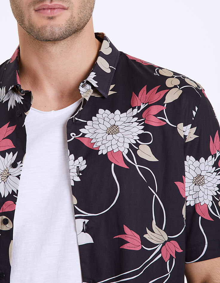 Chemise noire imprimée maxi-floral Homme-6