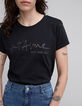 Schwarzes Damen-T-Shirt Bio-Baumwolle mit gestickter Botschaft-4