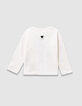 T-shirt manches longues écru super-chat fille-3
