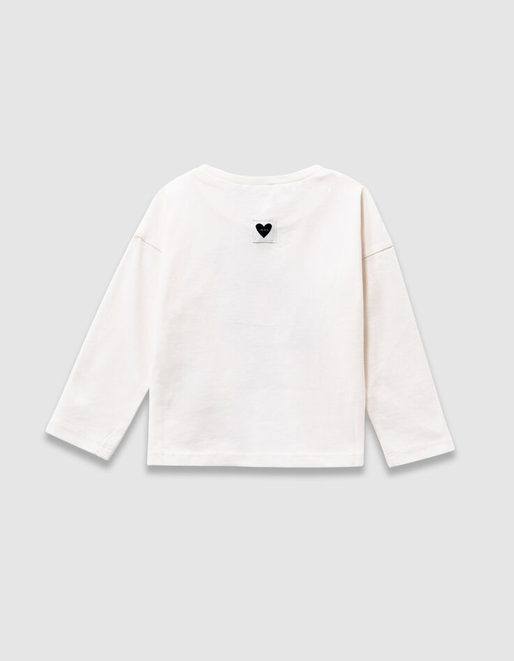T-shirt manches longues écru super-chat fille-3