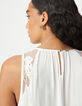 Witte top met kreukeffect en kant Dames-4