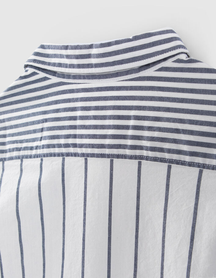 Cremeweißes Jungenhemd mit marineblauen Streifen - IKKS