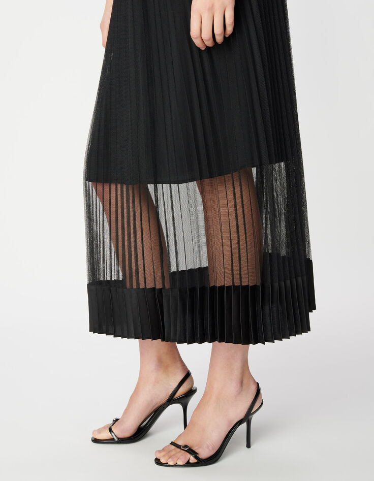 Jupe pliss&eacute;e en tulle noire Femme-4