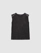 Women's black silver lurex tee-shirt with eyelet and stud-7
