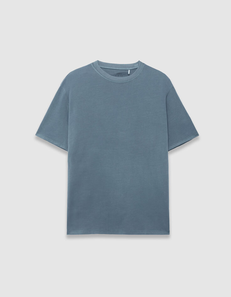 Blaues Herren-T-Shirt Rundhals kurze Ärmel-5
