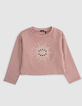 Sweat rose maxi œil-soleil et dessins pailletés fille-3