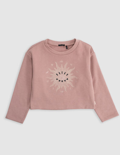 Sweat rose maxi œil-soleil et dessins pailletés fille - IKKS