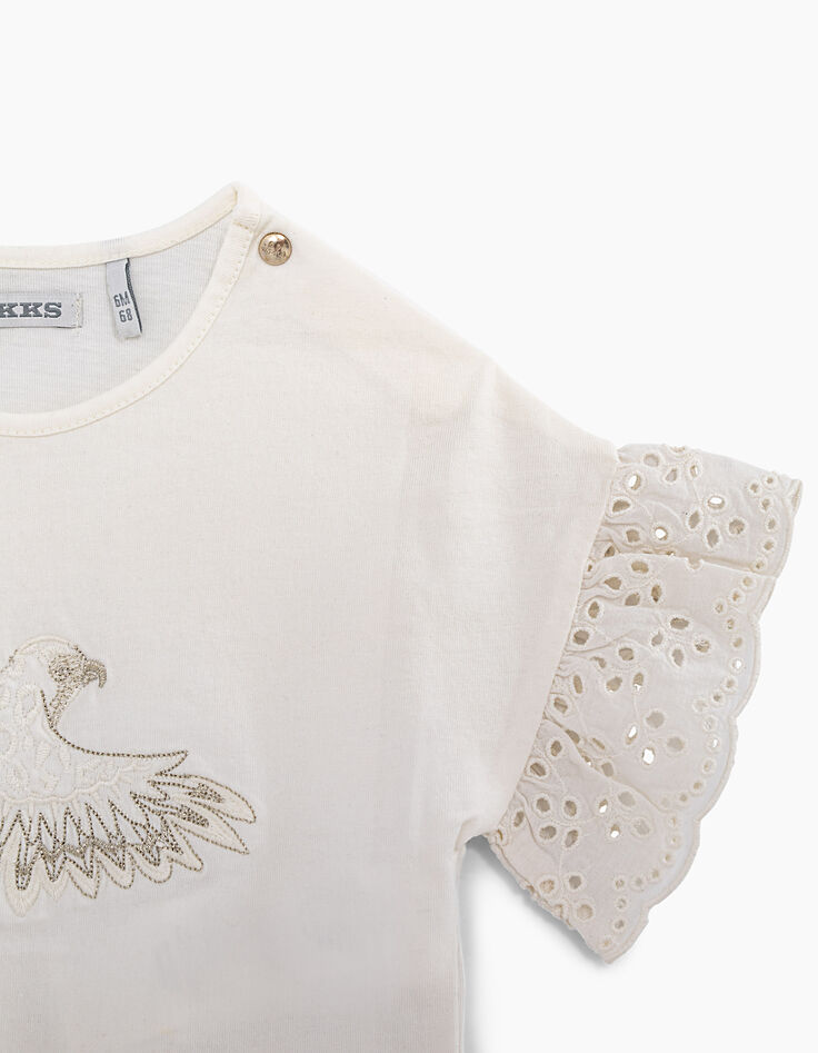 Gebroken wit T-shirt vogel biokatoen babymeisjes-4 Gebroken wit T-shirt vogel biokatoen babymeisjes-4