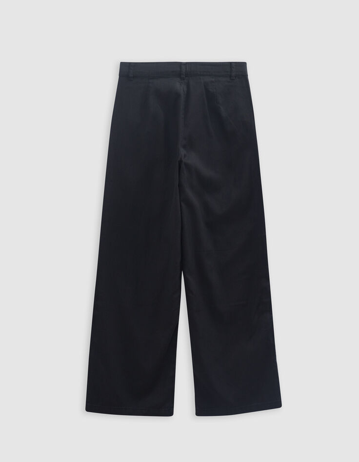 Pantalon LARGE noir à pinces fille-5