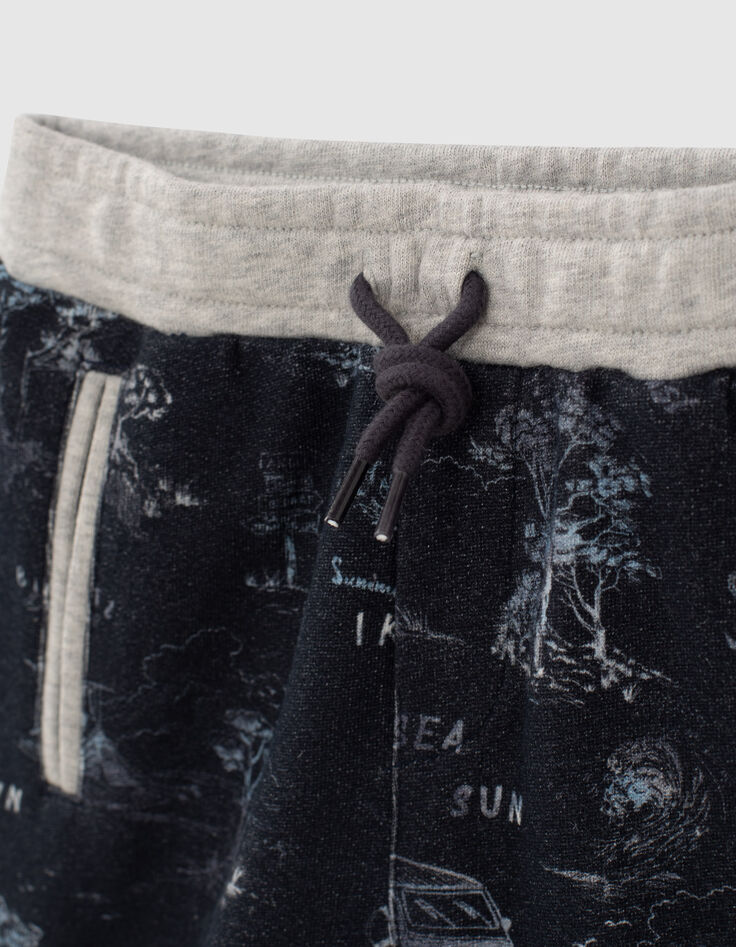 Navy sweatbermuda toile de Jouy-print jongens -2 Navy sweatbermuda toile de Jouy-print jongens -2