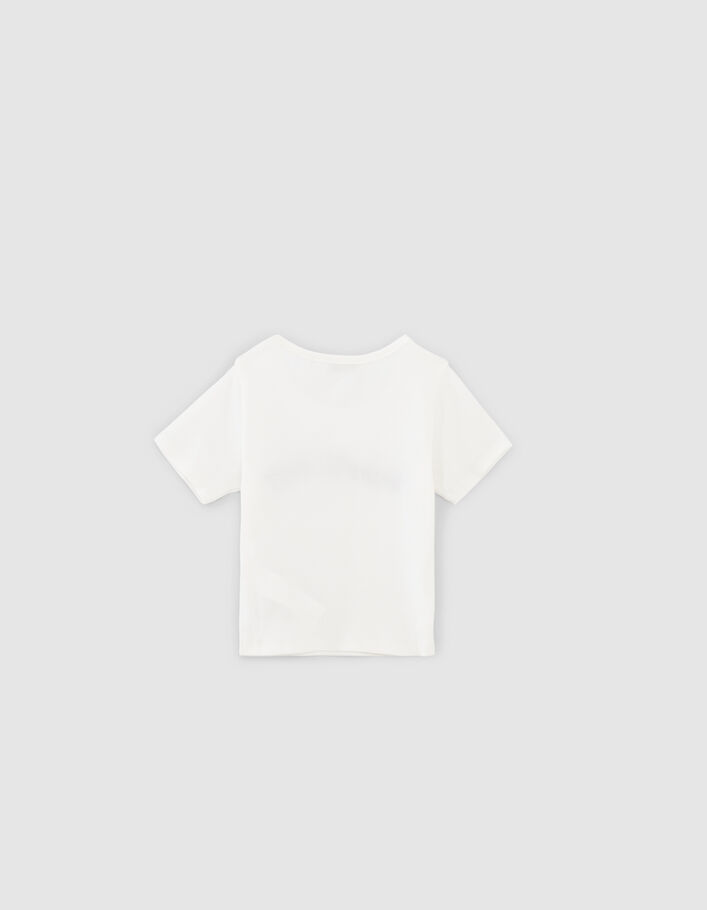 Ecru cropped T-shirt met geborduurde tekst meisjes - IKKS