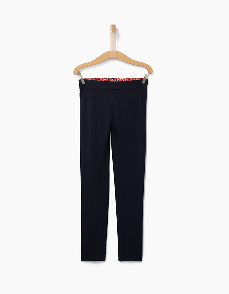 Leggings réversible orange imprimé et navy fille-2