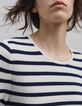Pull marinière tricot avec badge Femme-5