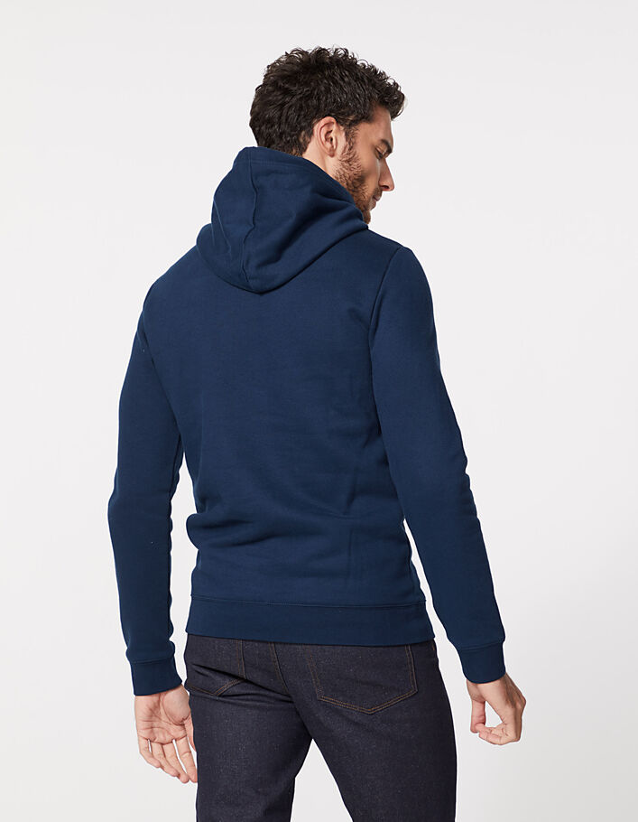 Men’s indigo IKKS sweatshirt with drawstring hood - IKKS
