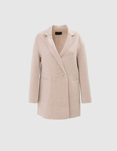 Abrigo midi lana crudo botones joya mujer - IKKS