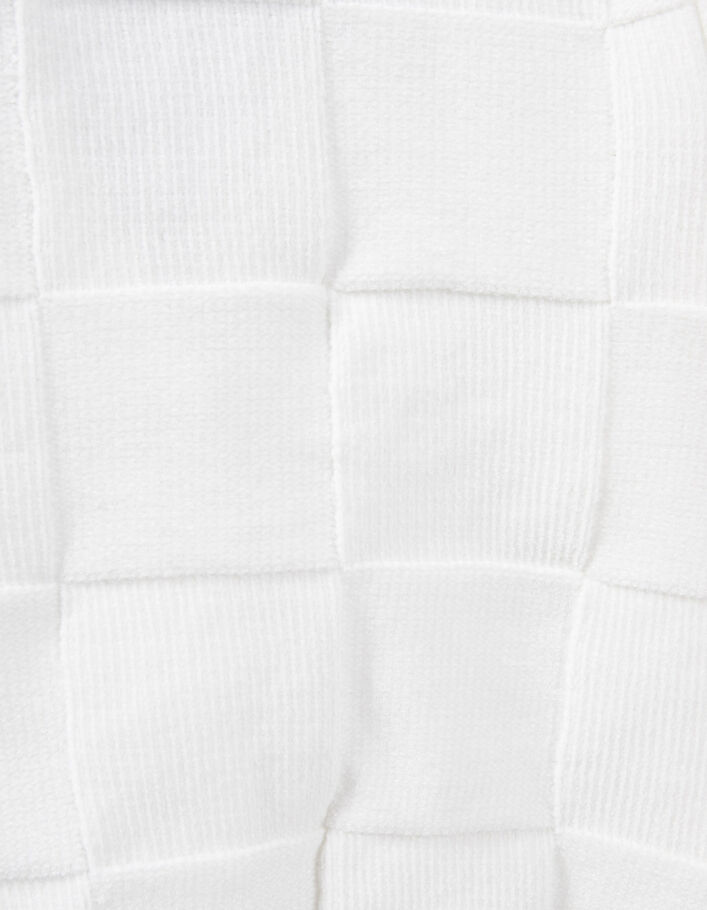 Girls’ off-white chenille knit checkerboard cardigan - IKKS