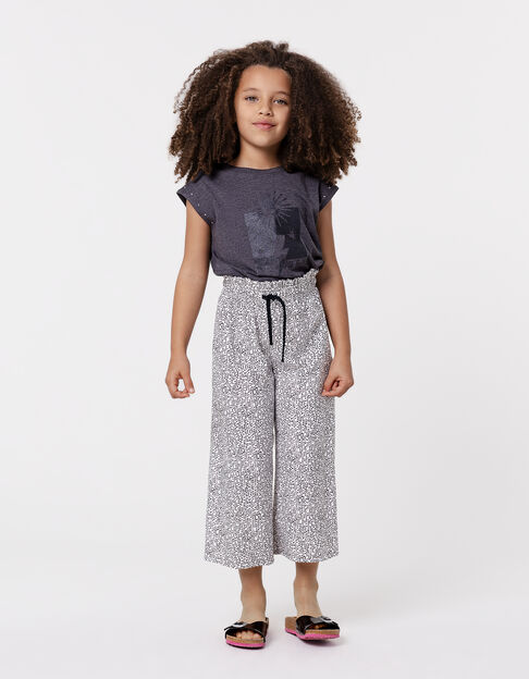 Grijs T-shirt opdruk met glitters en studs meisjes - IKKS