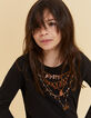 Girls’ black necklace embroidery Mystic Remix T-shirt-1