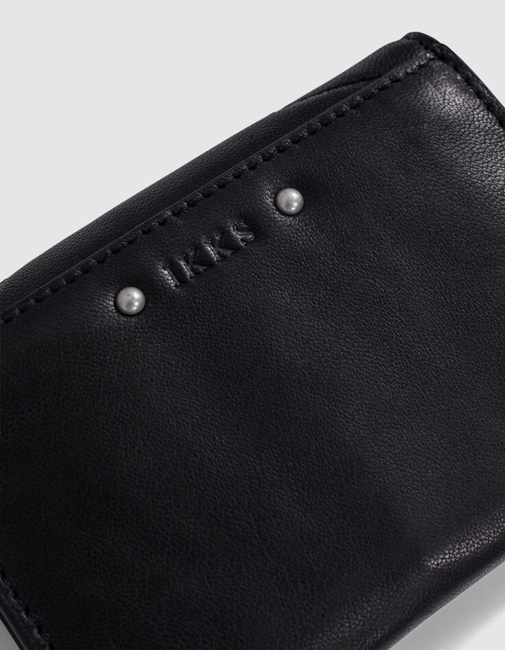 Mini portefeuille 1440 noir cuir matelassé Femme-4