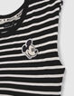 Girls’ black IKKS–MICKEY T-shirt with white stripes-6