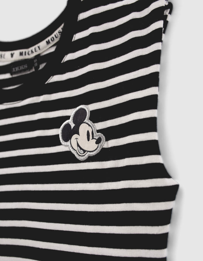 Girls’ black IKKS–MICKEY T-shirt with white stripes-7
