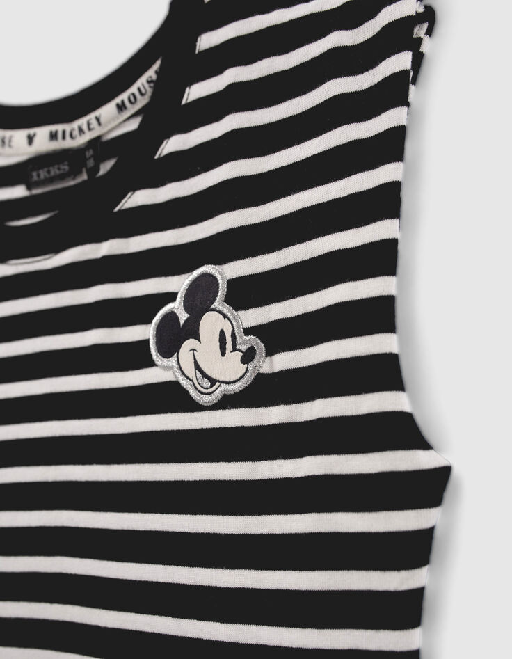 Girls’ black IKKS–MICKEY T-shirt with white stripes-6