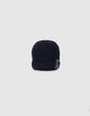 Bonnet marine tricot badge bouclette garçon-2
