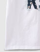 Camiseta blanco roto logo floral niño -5