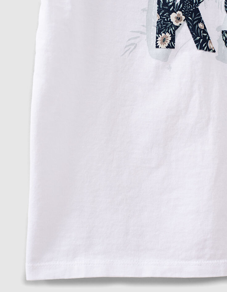 Camiseta blanco roto logo floral niño -5