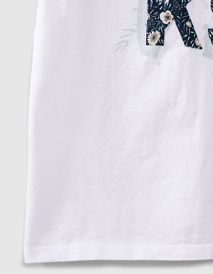 Cremeweißes Jungen-T-Shirt mit geblümtem Logo  - IKKS