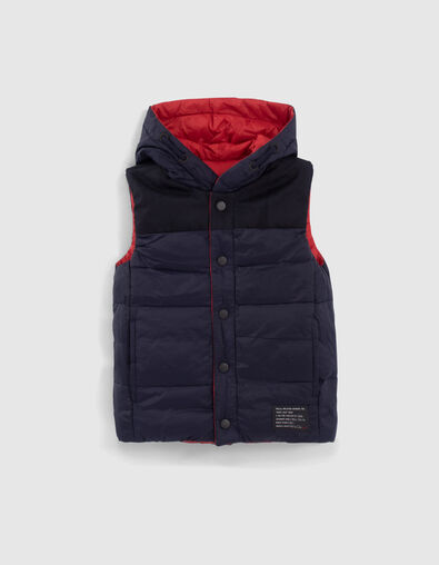 Boys&rsquo; navy and red reversible sleeveless padded jacket - IKKS