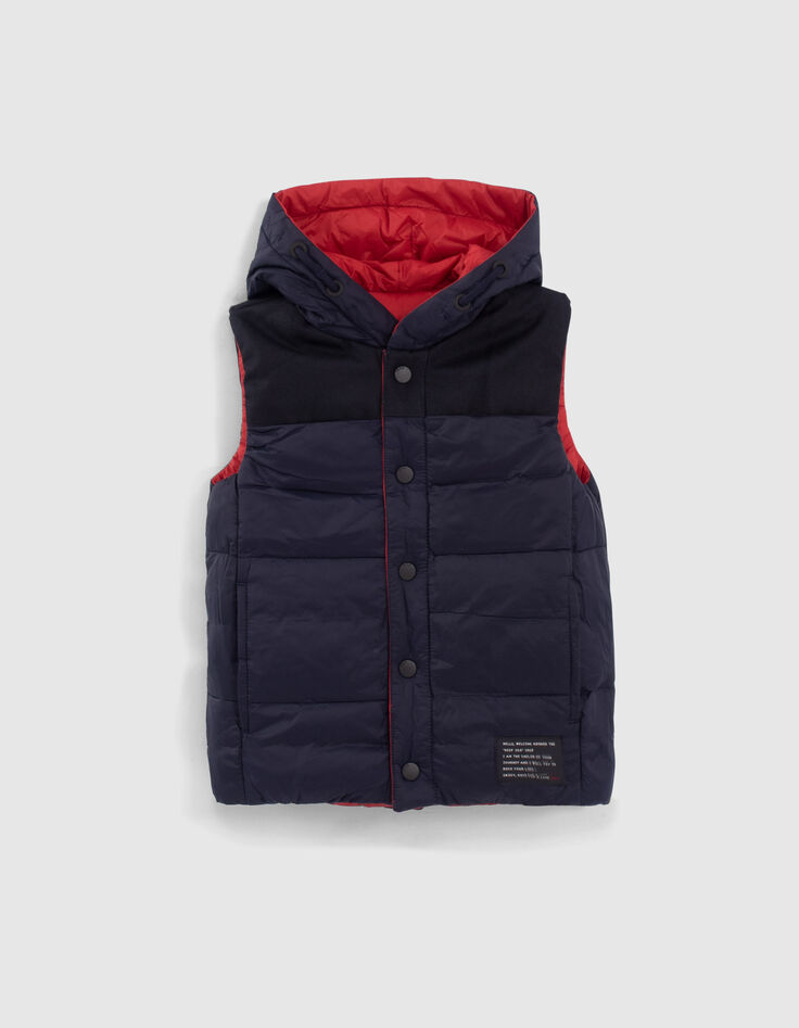 Boys&rsquo; navy and red reversible sleeveless padded jacket-1