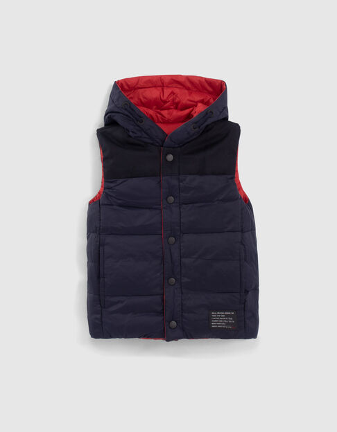 Boys’ navy and red reversible sleeveless padded jacket - IKKS