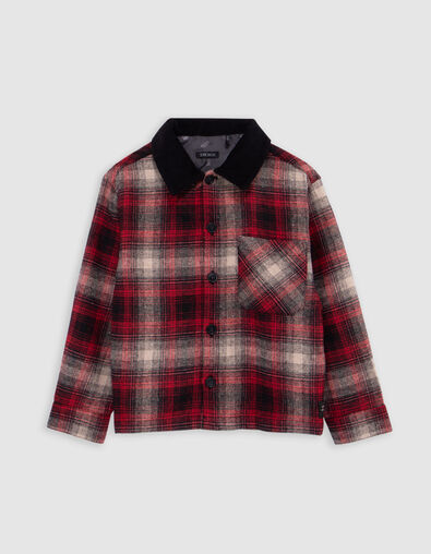 Chemise rouge motif carreaux col velours garçon - IKKS